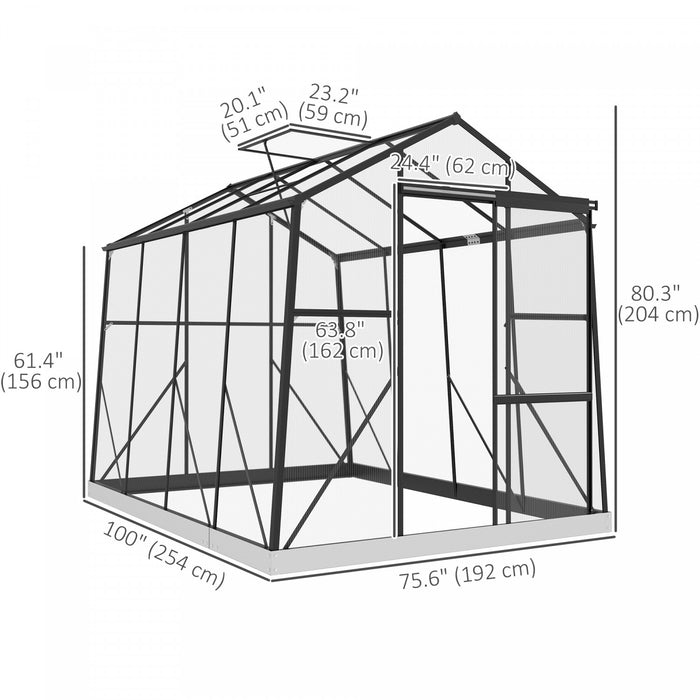 Outsunny 6' X 8' Serre En Polycarbonate Serre A Etages En Aluminium