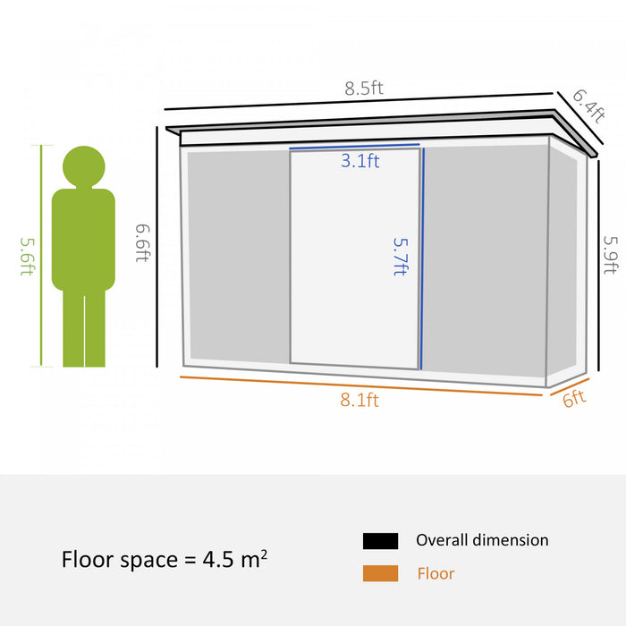 Outsunny 6' X 8.5' Abri De Jardin Exterieur En Metal Remise Rangement Outils En Acier Vert