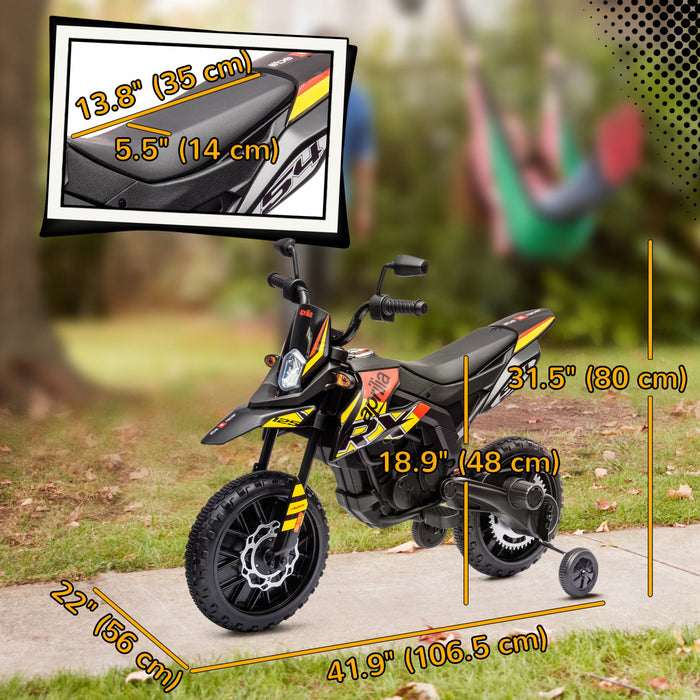 Qaba Moto Electrique 12 V Aprilia Homologuee, Motocross Pour Enfants, Jaune