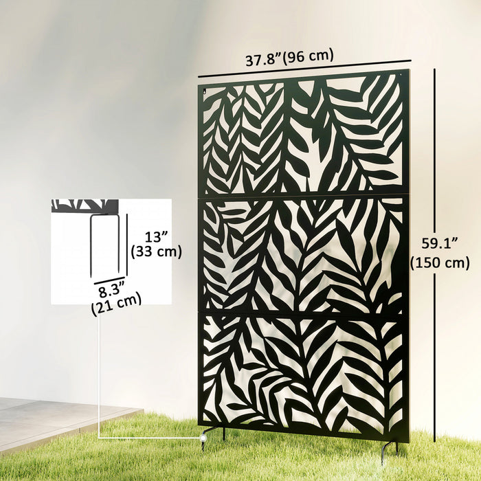 Outsunny Ecran de Confidentialite Exterieur en Metal, 72\" x 38\", Noir