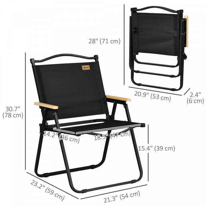 Outsunny Lot de 2 Chaises de Camping Pliantes, Fauteuils Portables, Noir