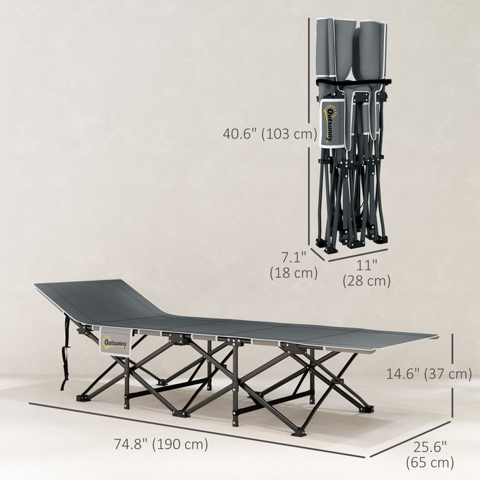 Outsunny Lit De Camping Pour Adultes Avec Matelas, Lit Pliant, Gris Clair