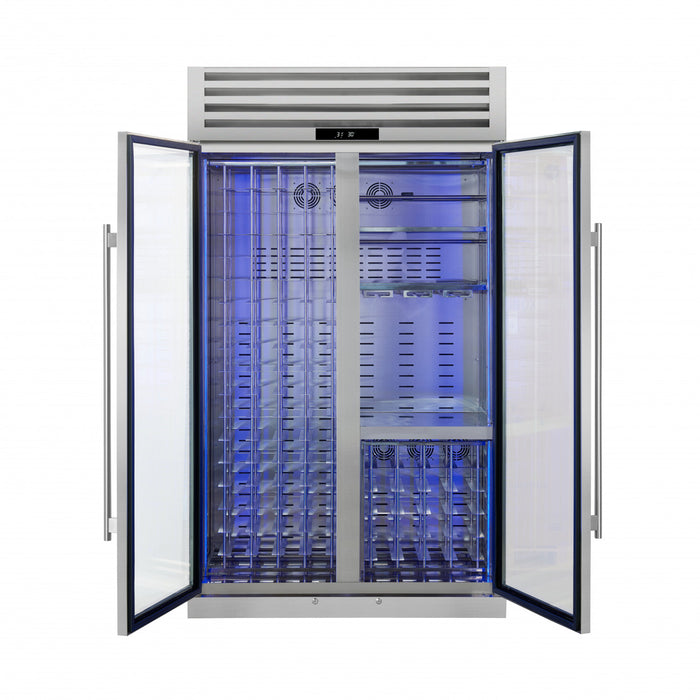 Refroidisseur a vin Abruzzo de48\" double zone,30 pi³, capacite de 130 bouteilles,acier inoxydable-FWCDR6680-48S