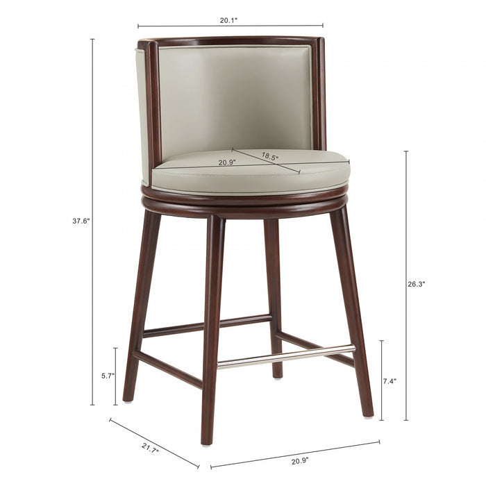 Tabouret de comptoir moderne en bois avec revetement en tissu couleur pierre Evalyn - Lot de 3