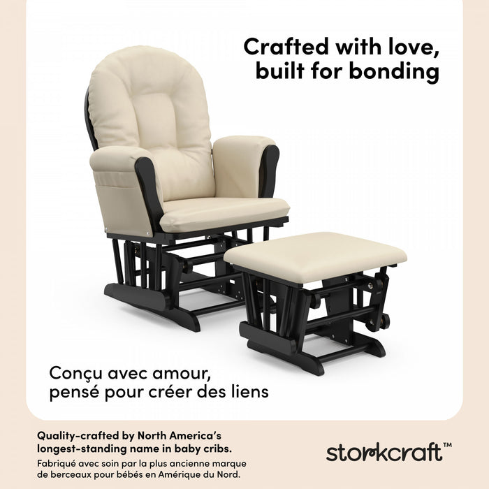 Storkcraft Hoop Fauteuil bercant et pouf - Noir avec beige