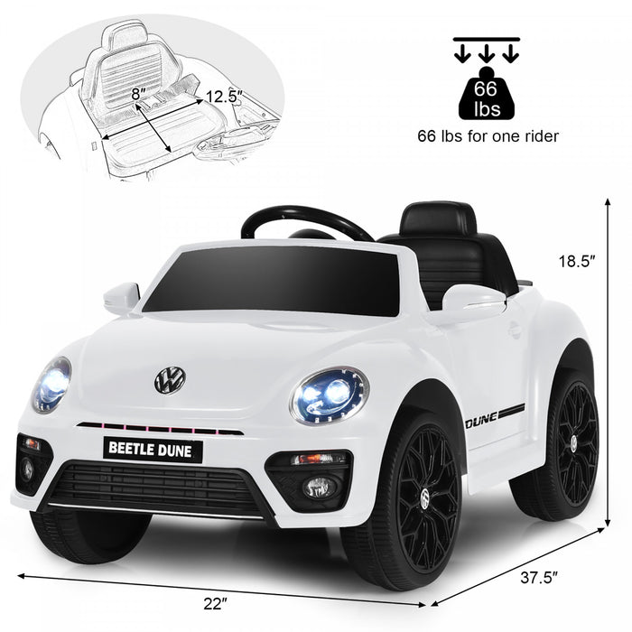 Voiture Electrique 12v Pour Enfants Costway, Sous Licence Volkswagen Beetle Avec Telecommande Et Musique, Blanc