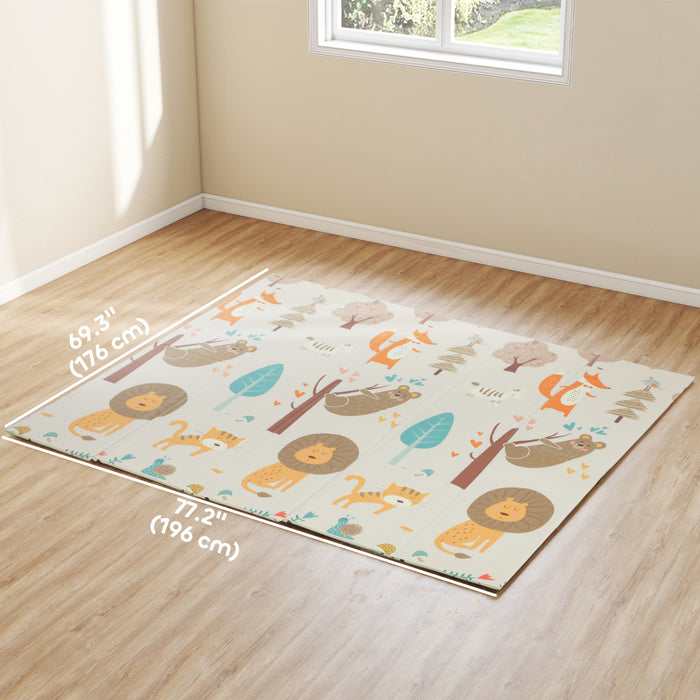 Qaba Tapis De Jeu Pour Bebe, Tapis D'eveil 77\" X 69\", Theme Animalier