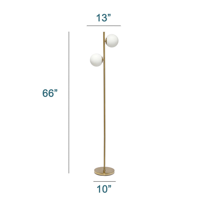 Liam Lampadaire moderne a 2 lumieres, Or, 66 po H