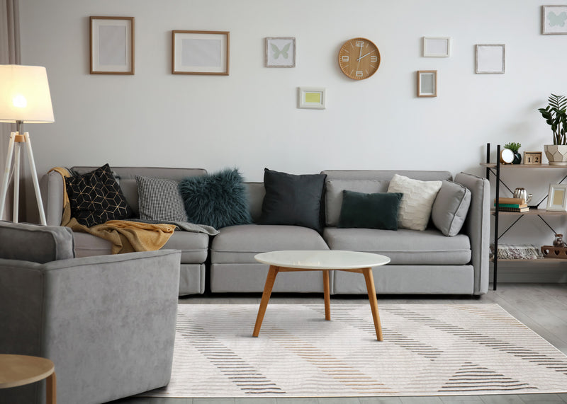 Carpette à motifs de lignes de tressage multicolore lavable à la machine - 5 pi 3 po x 7 pi 7 po