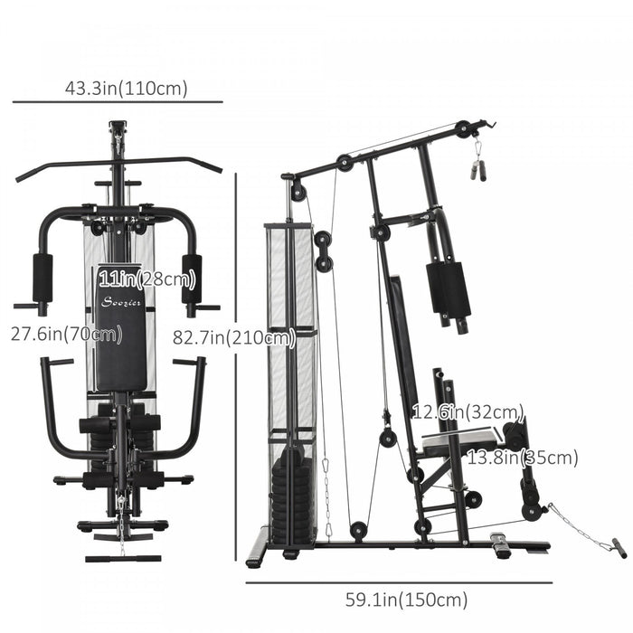Soozier Station De Musculation Entrainement Complet Gym System Musculation Exercice Workout Station Fitness Force Machine Pour Body Training Noir