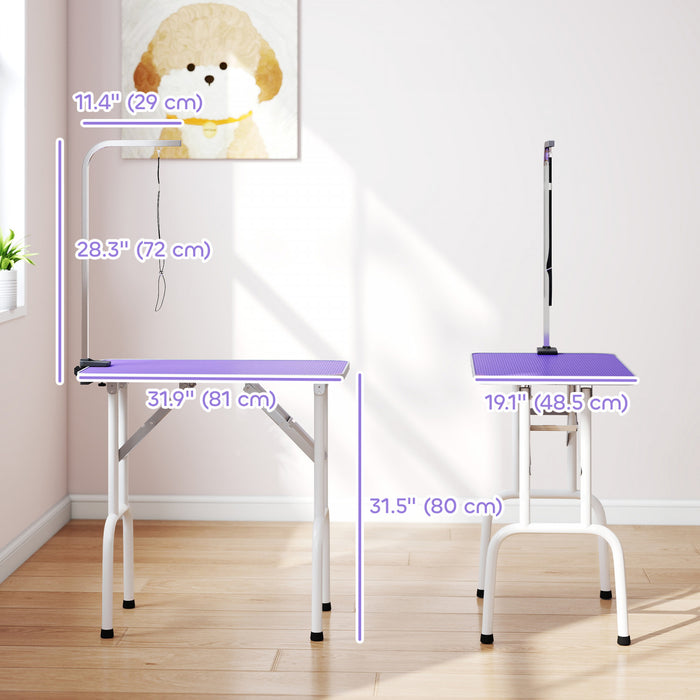 Table de Toilettage 81 cm pour Petits et Moyens Chiens et Chats, Violet