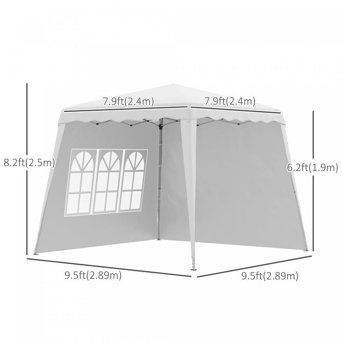 Outsunny Tente D'auvent Avec 2 Parois Laterales, Tentes Uv50+, Hauteur Reglable, Avec Sac De Transport Et Pieds Inclines, Pour Jardin, Terrasse, Dessus De 8 X 8 Pieds / Base De 9,5 X 9,5 Pieds