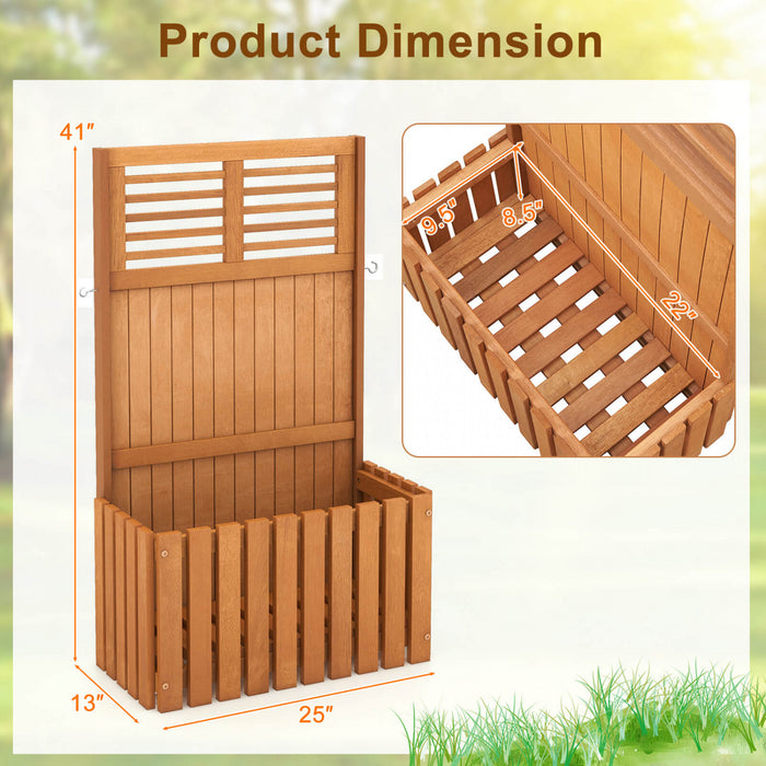 Costway Plante En Bois Stand Souleve Lit De Jardin Avec Trellis & Planter Box Ecran De Confidentialite
