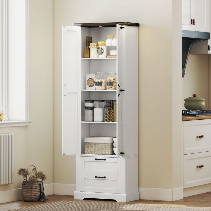 HOMCOM Meuble de rangement de cuisine de 71 po, armoire de cuisine, blanc