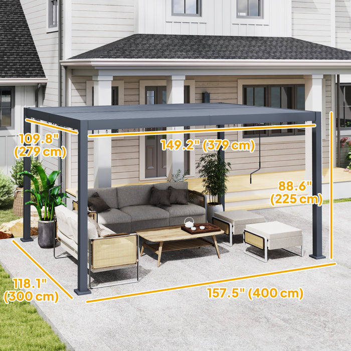 Outsunny Pergola A Persiennes 10' X 12' Toit Reglable Et Cadre En Aluminium