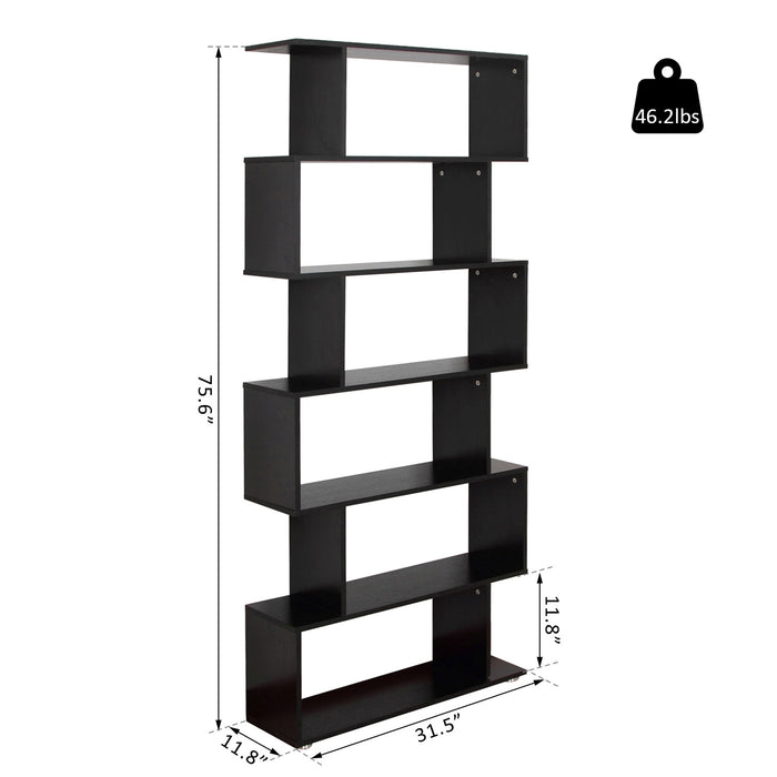 HOMCOM Etagere 6 Niveaux, Organisateur et Separateur de Piece Bois Noir