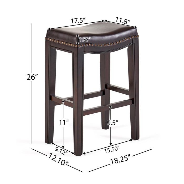 Ensemble De 2 Tabourets De Comptoir Tiffin, Siège Selle Avec Garniture Cloutée, Cuir Végétalien - Brun