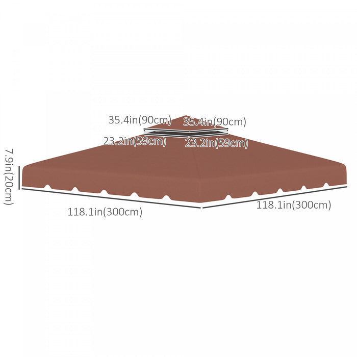 Outsunny Auvent De Rechange Pour Tonnelle 9.8' X 9.8', Couverture Superieure De Tonnelle Avec Toit Double Ventile Pour Terrasse De Jardin Exterieur (toit Uniquement), Cafe
