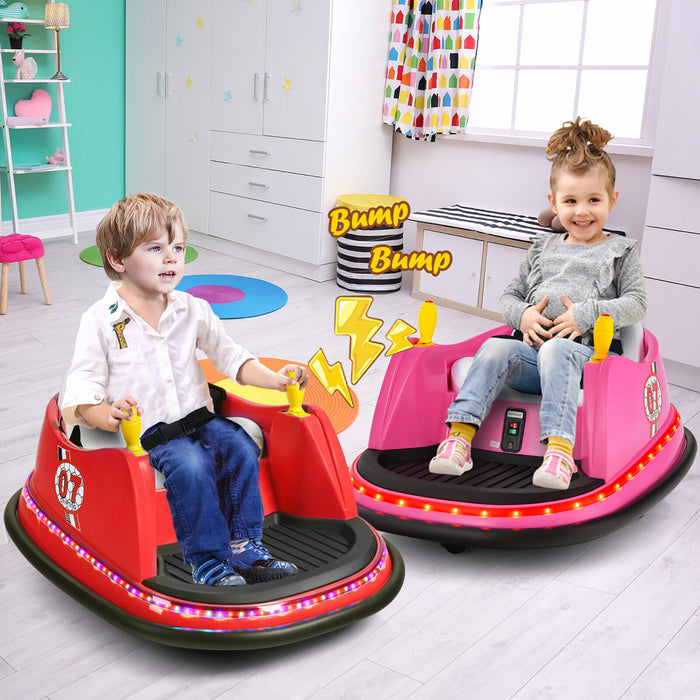 Costway 12v Vehicule 360¡a Spin Race Toy Kids Ride Sur La Voiture Pare-chocs W / Telecommande Rose