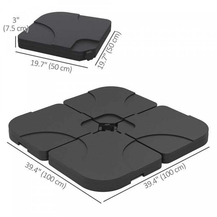 Outsunny - Lot de 4 poids de base pour parasol de jardin, noir