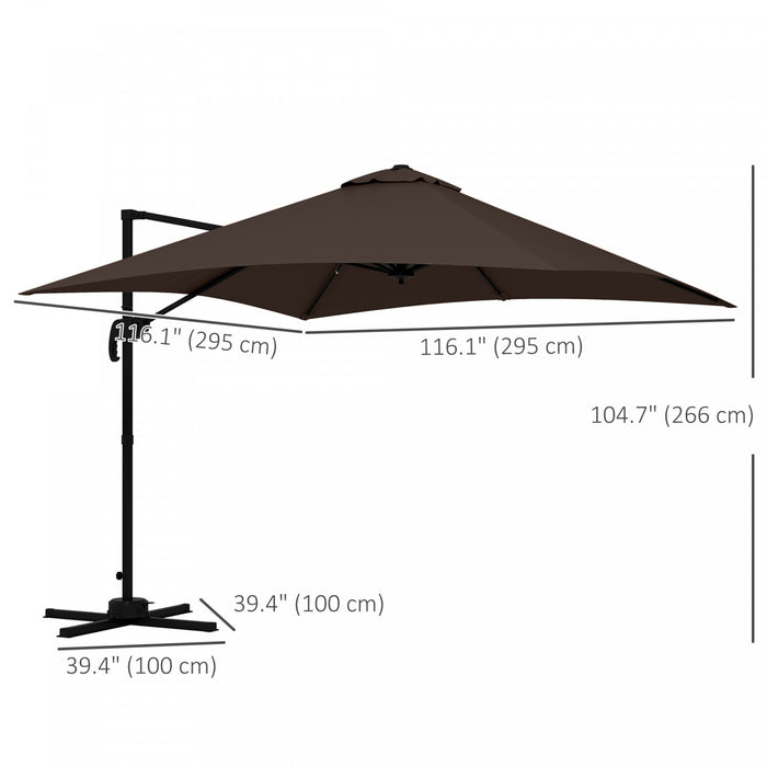 Outsunny Parasol En Porte-a-faux Carre De 10 Pi