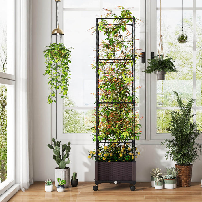 Costway 2 Pcs 67\" Planter Souleve Lit De Jardin Avec Planter Box & Trellis Hauteur Reglable