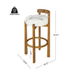 Elise Modern Round Seat Rubberwood Bar Stool Set of 2 with Curved Back Support and Sherpa Upholstery,White | Elise – Lot de 2 tabourets de bar modernes a assise ronde en bois d’hevea avec dossier incurve de soutien et revetement en sherpa, couleur blanche