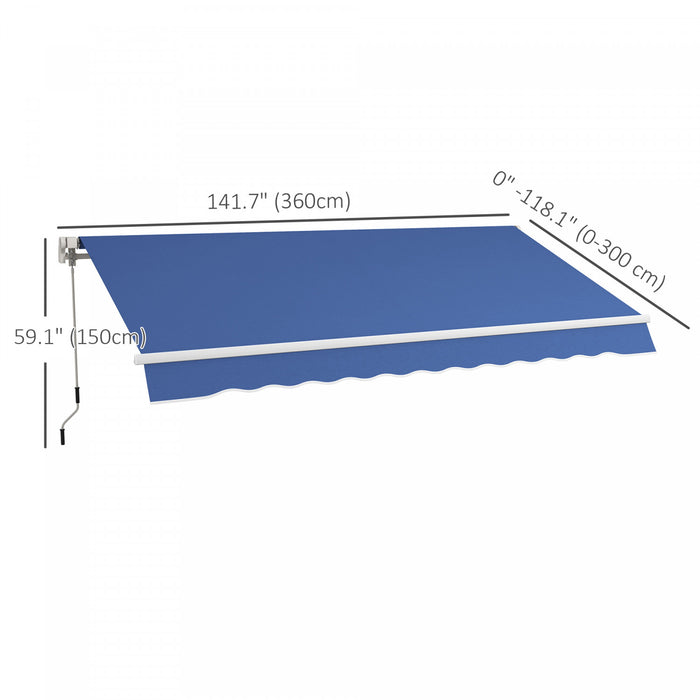 Outsunny Auvent Retractable Manuel Pare-soleil, Bleu Fonce
