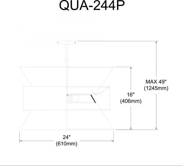 Luminaire suspendu Questa de Dainolite avec abat-jour blancs, fini chromé poli et 4 ampoules