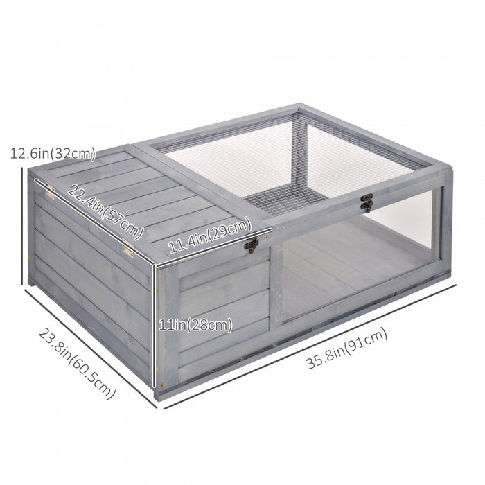 Pawhut Wood Tortoise House Interieur Exterieur Tortue Habitat Reptile Cage Pour Lezards, Geckos 35,75\" X 23,75\" X 12,5\"