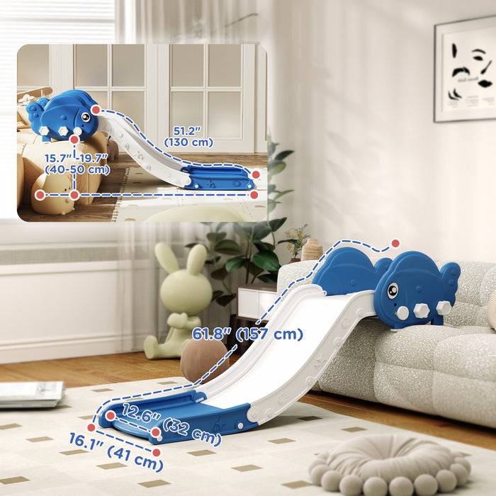 Qaba Toboggan De Canape Pour Enfants Pouvant Etre Utilise Pour Le Lit, Le Canape, Facile A Assembler Et A Ranger, Toboggan Leger De 51\" De Long Pour Enfants De 18 A 48 Mois, Bleu