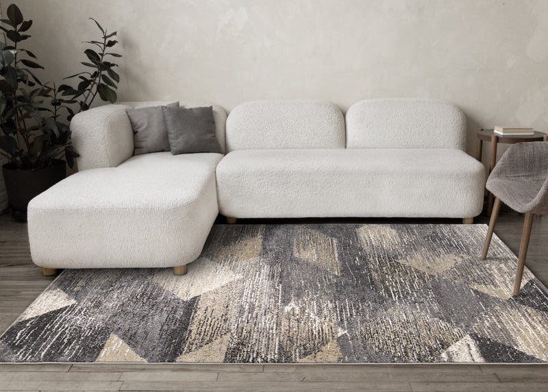 Tapis Dayton a motif de losanges vieillis, 5'3\" x 7'7\"