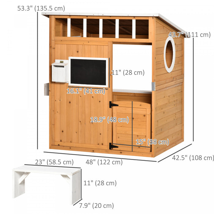Outsunny Cabane en Bois pour Enfants - Maison de Jardin pour Jeux Imaginaires en Exterieur