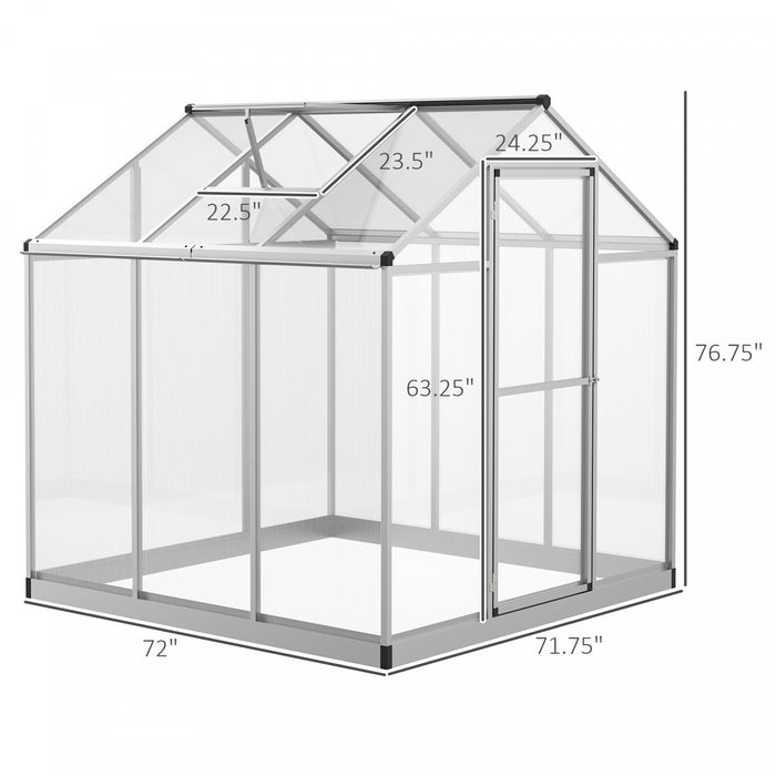 Outsunny Kit De Serre 6'x6'x6.4' Serre De Jardin Panneaux De Polycarbonate Abri Pour Croissance Des Plantes Et Fleurs