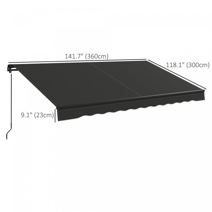 Outsunny 12' X 10' Auvent Retractable, Abri Pare-soleil, Gris Fonce