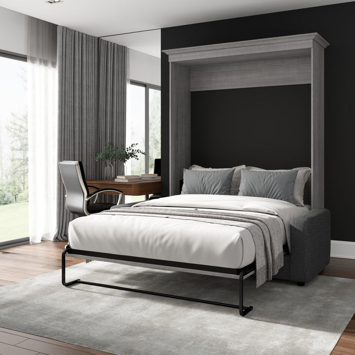 Grand lit escamotable Versatile de Bestar de 78 po (L) avec sofa - gris platine