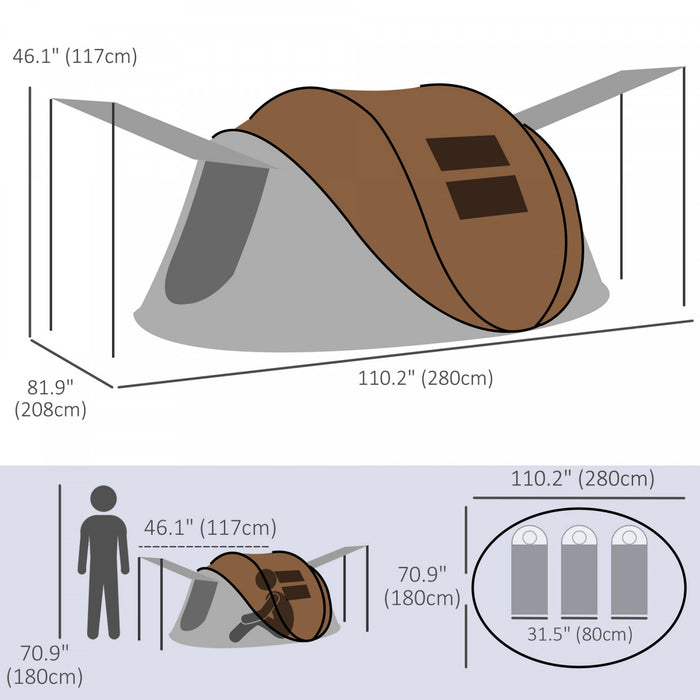 Outsunny Tente De Camping Avec 2 Porches, Etanche 3 000 Mm, Marron