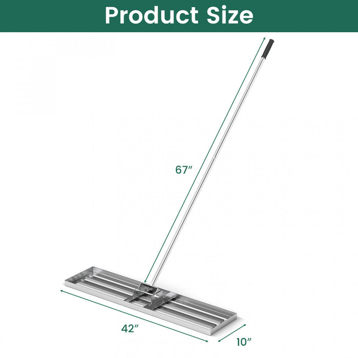 Costway Pelouse Nivelant Rake 42 \"x 10\" Outil De Pelouse De Niveau Pour Jardin Arriere-cour/pelouse Argent