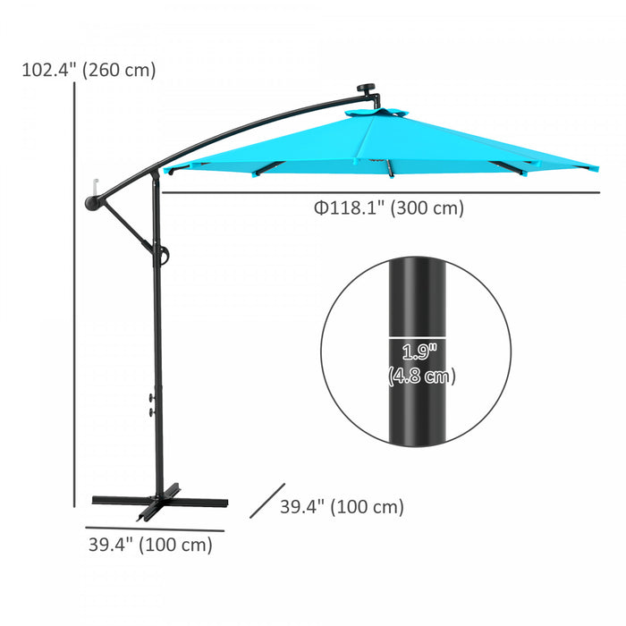 Outsunny Parasol Deporte Exterieur De 10pi Avec Eclairage Solaire Turquoise