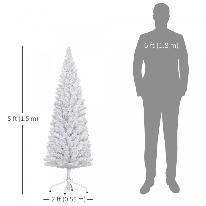 Homcom Sapin De Noel Floque Avec Pointes De Branches Realistes, Blanc