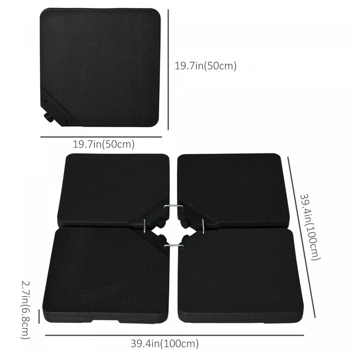 Outsunny - Jeu de 4 poids pour pied de parasol, noir