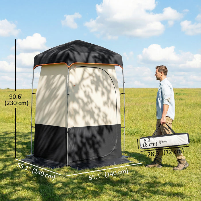 Outsunny Tente de Douche de Camping avec Sac de Douche Solaire et Sac de Transport, Noir