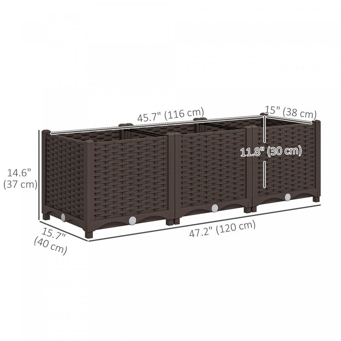 Outsunny Lit De Jardin Avec Trous De Drainage, 47.2\" X 15,7\" X 14,6\", Brun