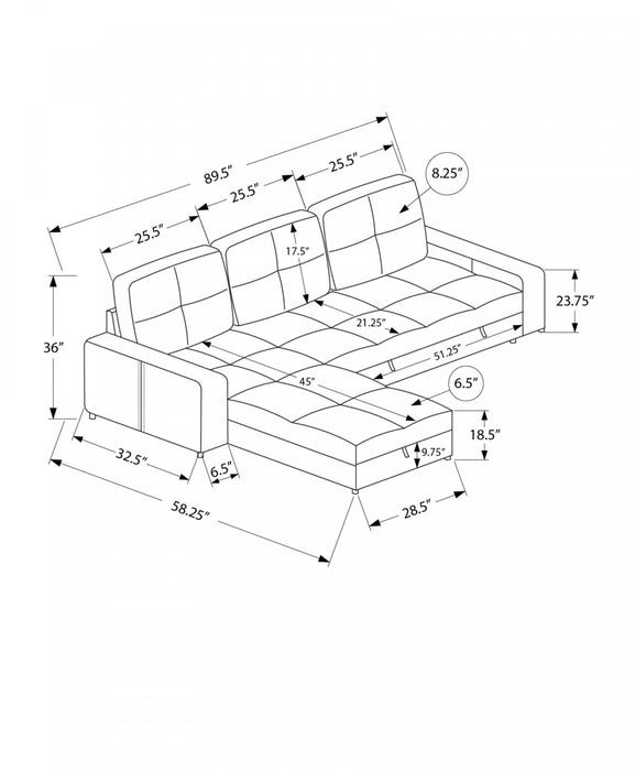 Canape Lit, 90\" Longueur, Canape-Lit Convertible, Chaise De Rangement, Tissu Orange