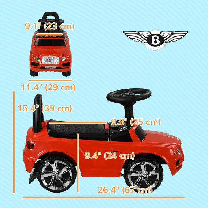 Qaba Voiture Pour Bebe Sous Licence Bentley Bentayga, Voiture A Pousser Avec Pied Au Sol, Klaxon Et Musique, Rangement Sous Le Siege, Pour Les 18-36 Mois, Rouge