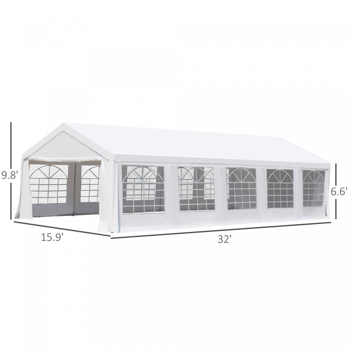 Outsunny Heavy Duty 32x16ft Grand Carport Canopy Event Party Tente Gazebo Blanc
