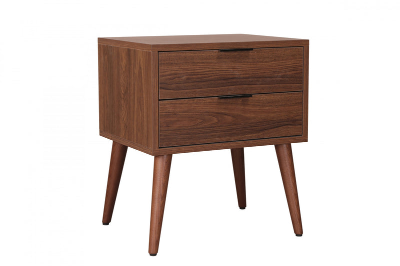 Table De Nuit Flashby Avec 2 Tiroirs - Faux Noyer