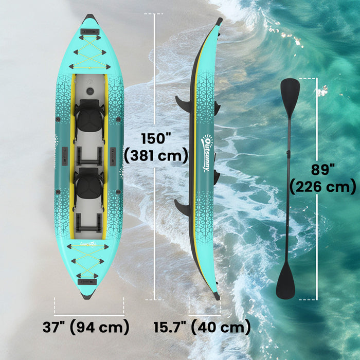 Outsunny Kayak Gonflable pour Adultes, Jaune et Gris