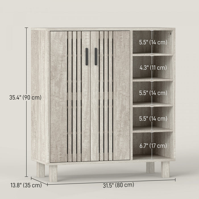 HOMCOM Meuble a Chaussures avec Etageres Ouvertes pour 17 Paires, Gris