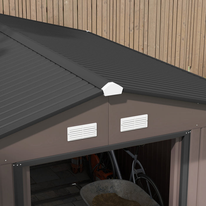 Outsunny Abri De Jardin 9'x10,6' Avec Kit De Fondation En Acier, Marron